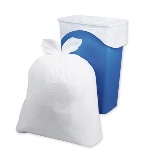 33 Gallon Trash Bags with Flap-Tie - 40 Count, Zero Plastic, Certified Home Compostable, Plant-Based, 32 x 38 inches, White