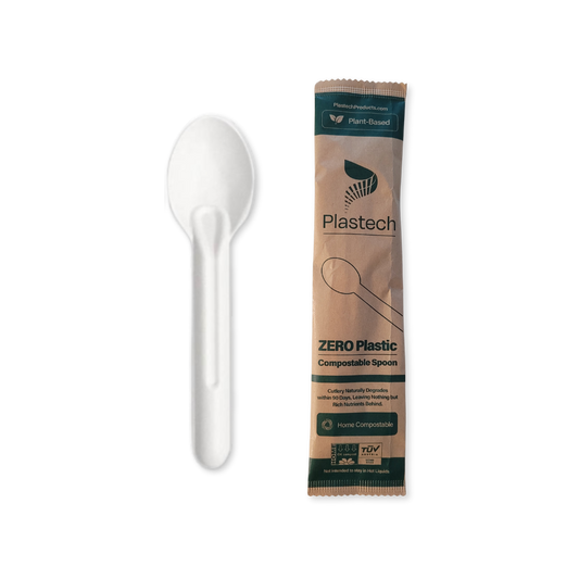 Bagasse Spoons - Case - 1,000 Count, Bulk Pack, Plant-Based Disposable Utensils, Certified Home Compostable, 6 inch